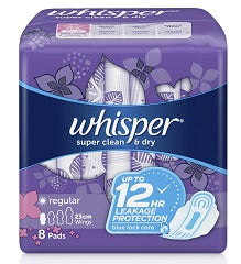 Whisper Napkin Super Clean Regular w/ Wings 8's