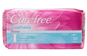 Carefree Pantyliner Breathable Unscented 20's